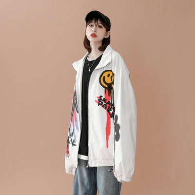 Chaqueta Casual Suelta Estilo Hong Kong con Diseño Pintado a Mano - Image 2