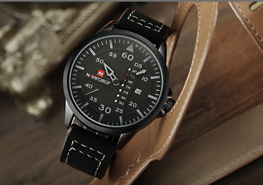 Reloj Deportivo Militar NAVIFORCE para Hombre - Cuarzo con Calendario y Correa de Cuero - Image 4