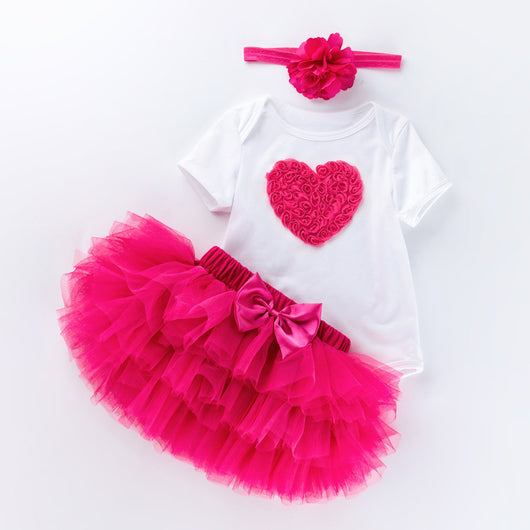 Mono Corto de Algodón Estampado Rosa Rojo para Bebé - Image 21