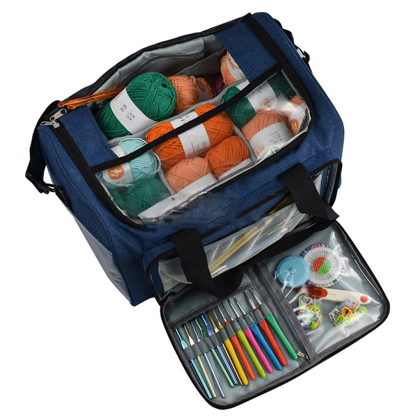 Bolsa organizadora para agujas de crochet y lanas