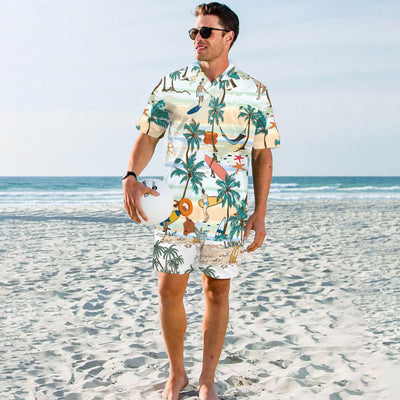 Conjunto de Dos Piezas: Shorts y Camisa Estampada para Playa y Viajes - Image 11
