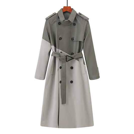 Chaqueta Cortavientos Larga para Mujer con Contraste de Colores