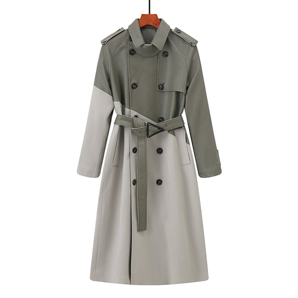 Chaqueta Cortavientos Larga para Mujer con Contraste de Colores