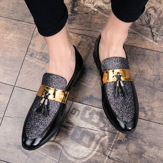 Zapatos de Cuero Ingleses Punta Afilada con Lentejuelas para Hombre - Talla Grande - Image 9
