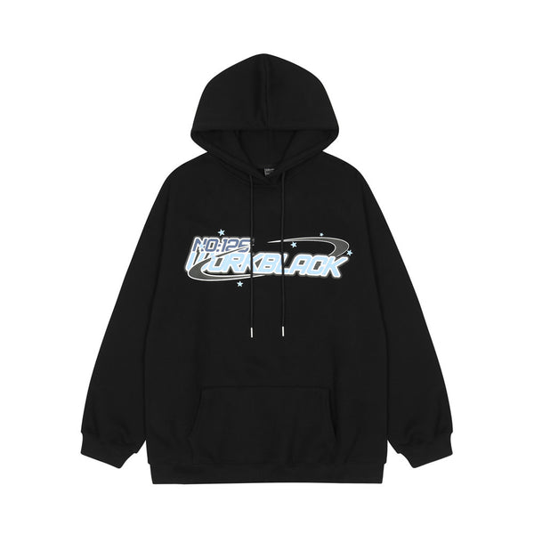 Sudadera Hoodie Holgada con Letras de Dibujos Animados para Hombre