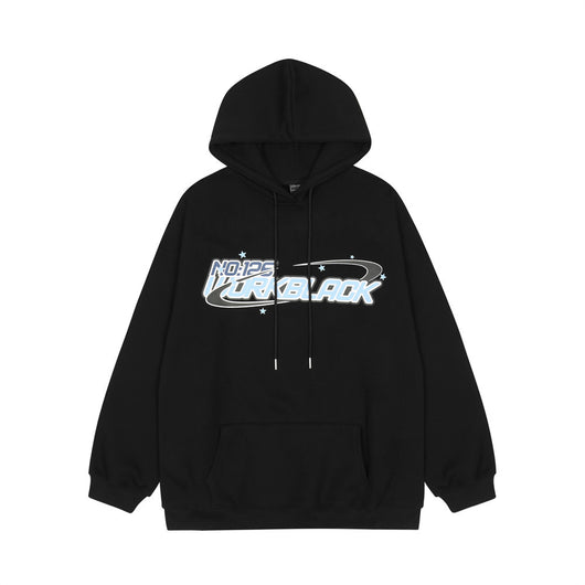 Sudadera Hoodie Holgada con Letras de Dibujos Animados para Hombre - Image 2