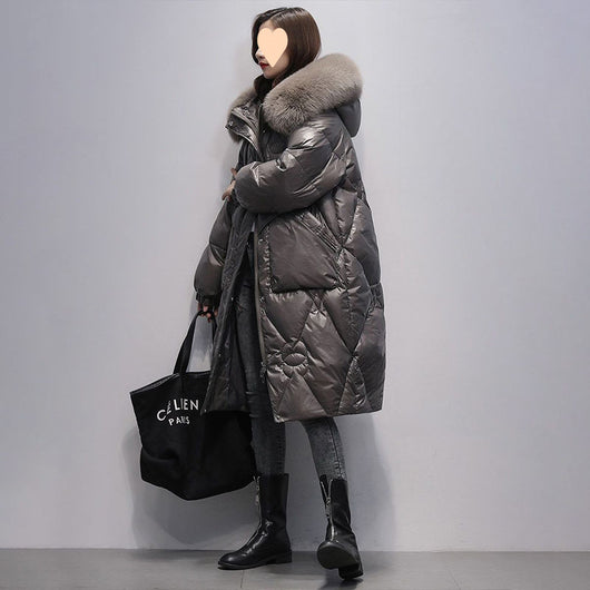 Chaqueta Acolchada Oversized con Capucha y Cuello de Piel - Tallas Grandes - Image 3