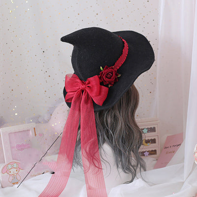 Sombrero de Bruja Gótico Lolita con Moño Rosa - Accesorio Cosplay y Fiesta - Image 8