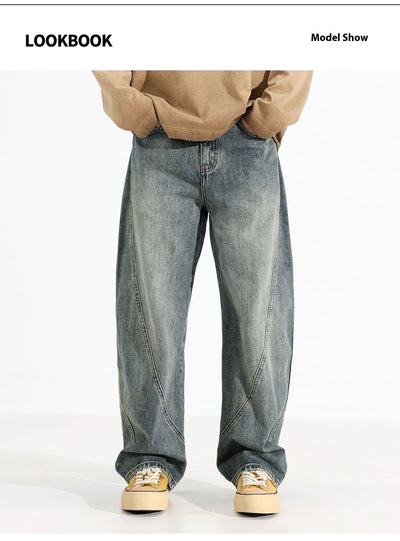 Jeans Sueltos Retro Desgastados de Pierna Ancha para Hombre - Image 11