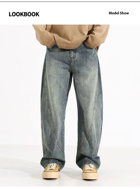 Jeans Sueltos Retro Desgastados de Pierna Ancha para Hombre - Image 11
