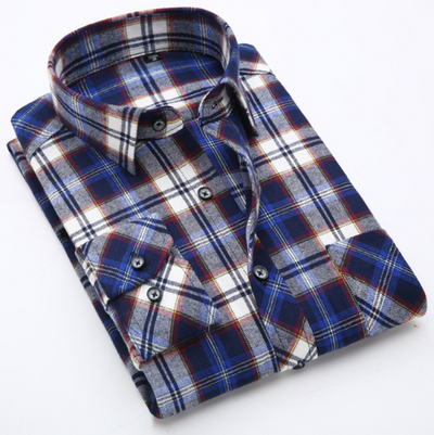 Camisa de Algodón a Cuadros para Hombre Talla Grande - Manga Larga Clásica - Image 10