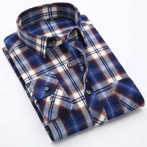 Camisa de Algodón a Cuadros para Hombre Talla Grande - Manga Larga Clásica - Image 10