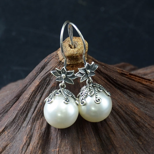 Aretes de Perla en Plata 925 Temperamento - Diseño Artesanal