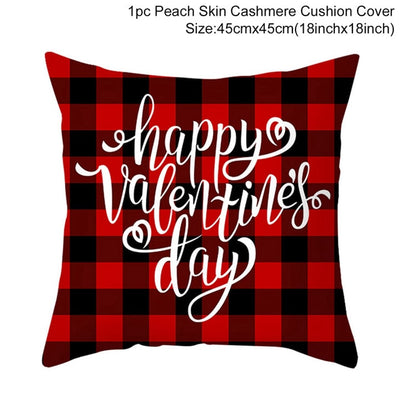 Funda de Almohada Día de San Valentín Letras Cartoon Roja - Tela Melocotón - Image 45