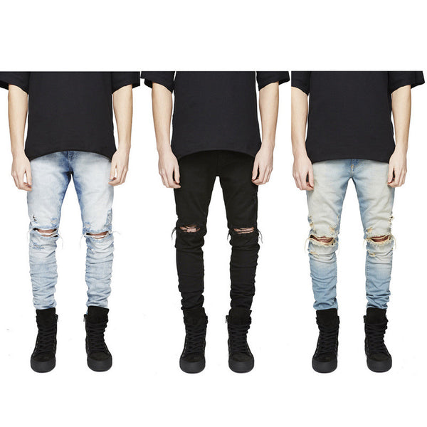 Jeans Rotos para Hombre con Desgarre en Rodillas