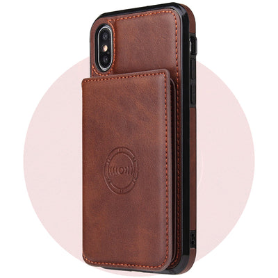 Funda Cartera de Cuero para Teléfono con Compartimientos