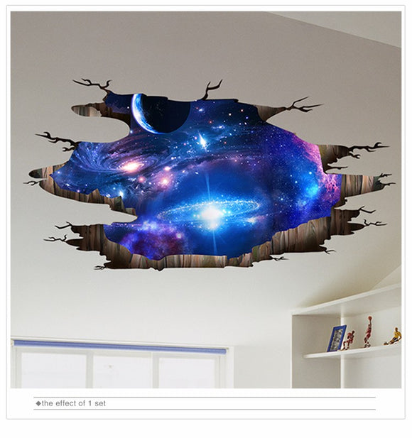 Adhesivos Murales 3D del Espacio: Planetas y Galaxia Cósmica