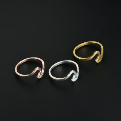 Anillo de Pareja Ondulado Brillante - Diseño Geométrico Minimalista - Image 5