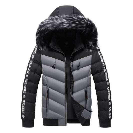 Chaqueta de Invierno Acolchada para Hombre con Cuello de Piel