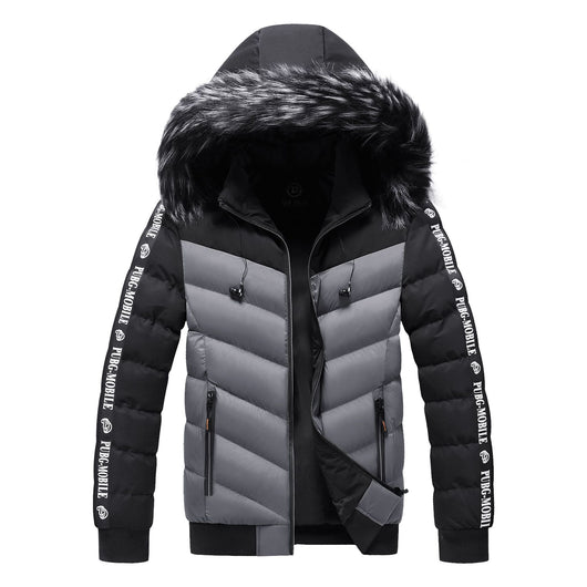 Chaqueta de Invierno Acolchada para Hombre con Cuello de Piel