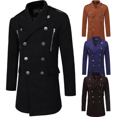 Abrigo Gabardina Doble Botonadura Cuello Solapa Grande Hombre Slim Fit Lana - Image 5