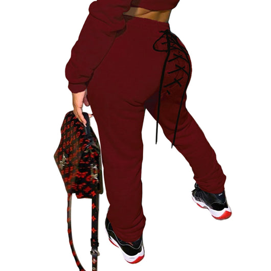 Conjunto de Buzo y Pantalón Deportivo con Ojetes de Color Sólido - Image 11