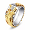 New Men's Domineering Dragon Pattern Two-color Zircon Rhinestone Ring Fashion Punk Hip Hop Dorado 10