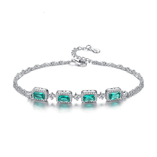 Pulsera de Plata 925 con Esmeralda para Damas