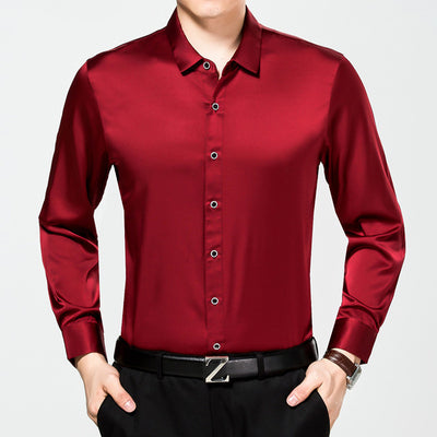 Camisa de Seda Premium Color Puro