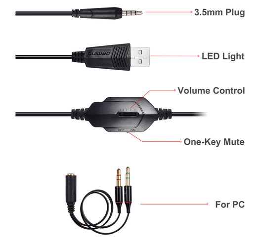 Auriculares Gaming Luminosos GM-1 con Micrófono y Luces LED - Image 2