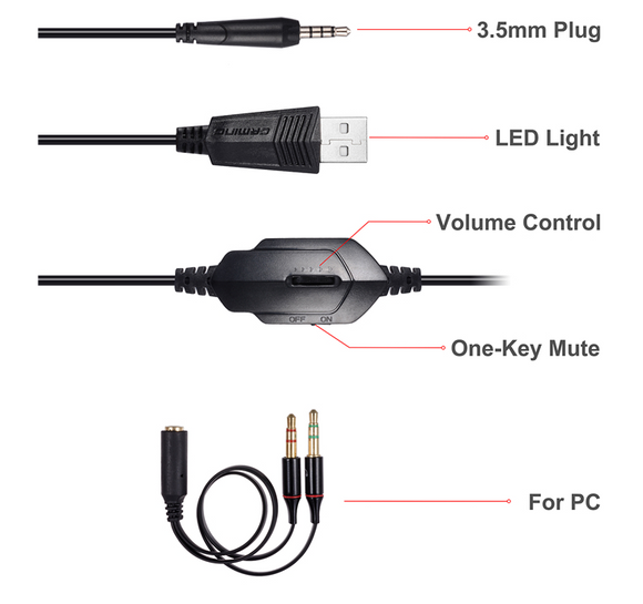 Auriculares Gaming Luminosos GM-1 con Micrófono y Luces LED