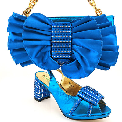 Conjunto Elegante: Tacones Altos de Boca de Pez PU con Bolso Clutch de Moño - Image 6