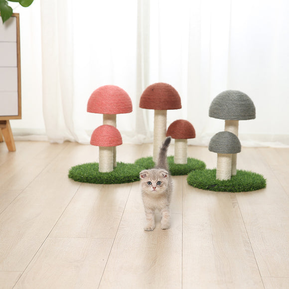 Arranhador para Gatos de Linho Natural com Design de Cogumelo