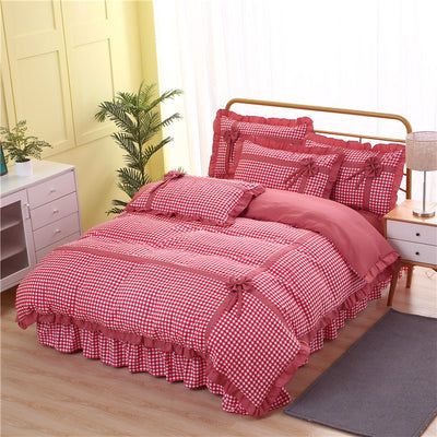 Conjunto de Pijama Cuadrille Estilo Princesa Coreano de 4 Piezas con Encaje - Image 7