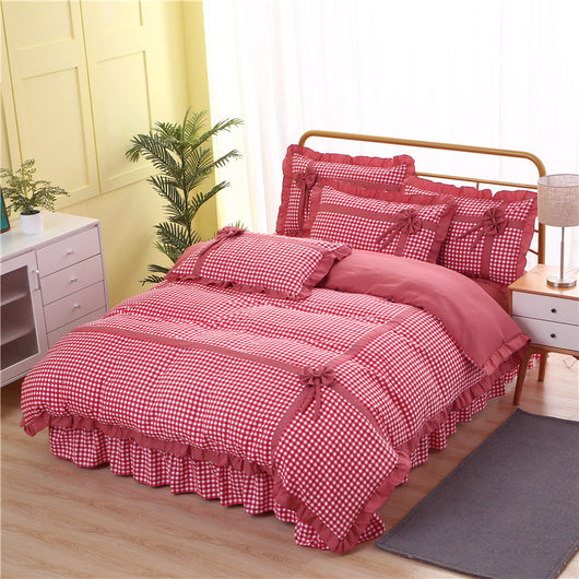Conjunto de Pijama Cuadrille Estilo Princesa Coreano de 4 Piezas con Encaje - Image 7