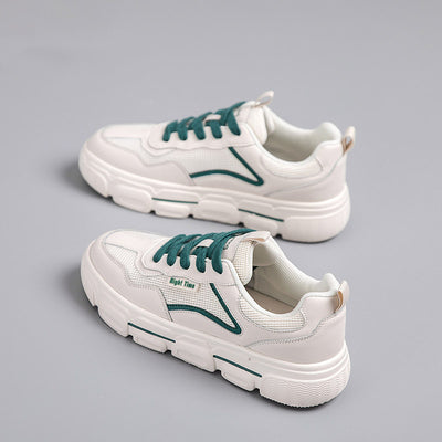 Zapatillas Blancas Casuales con Suela Gruesa y Malla Transpirable