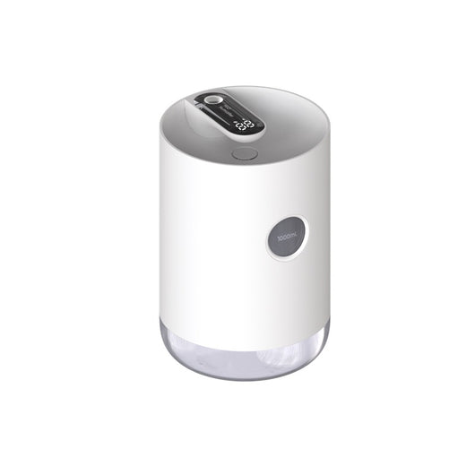 White cylindrical humidifier with a transparent base, digital display, and 1000ml capacity indicator. - Image 10