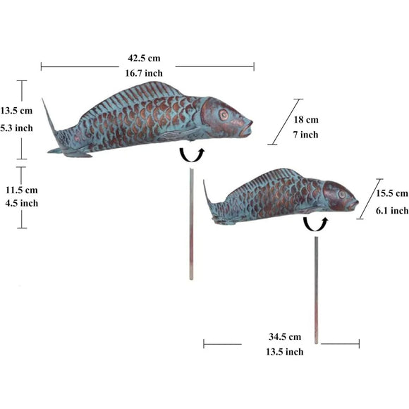 Ornamentos de Peces Luminosos para Jardín - Decoración en Resina Efecto Cobre