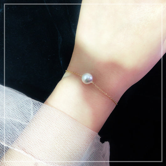 Pulsera de Perla Akoya Japonesa en Oro 18K Ajustable - Blanco Rosado Natural - Image 2