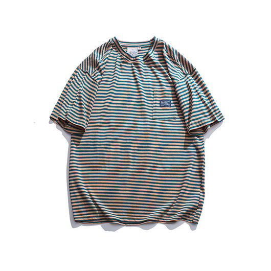 Camiseta Japonesa a Rayas con Manga Corta Suelta - Image 9