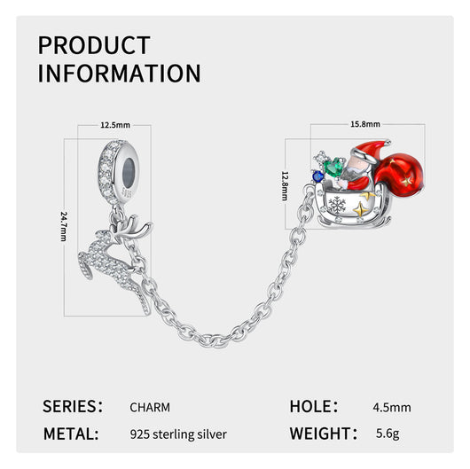 Pulsera de Plata S925 Navidad con Protección Reno y Papá Noel - Accesorios DIY - Image 7