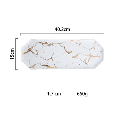 Bandeja de Cerámica Irregular Mármol y Oro - Lujo Minimalista - Image 9