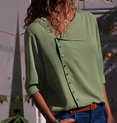 Blusa de Cuello Oblicuo Asimétrico con Manga Larga - Image 5