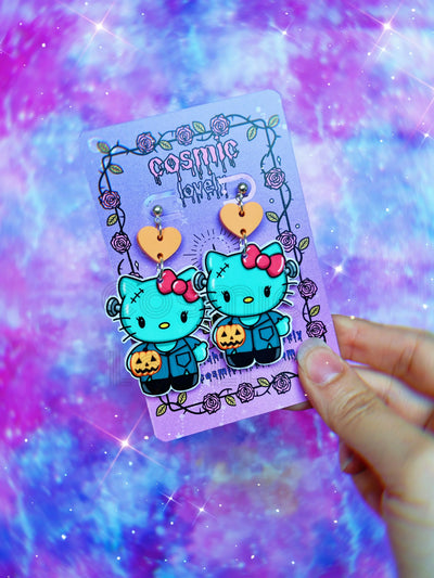 Halloween Horror Kitty Earrings - Tekeno