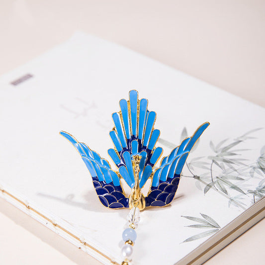 Juego de Horquillas Pavo Real Azul Fuego con Borlas - Image 2