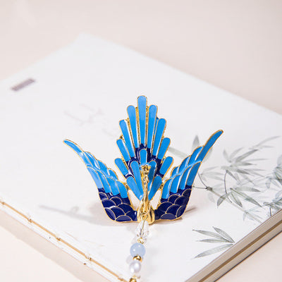 Juego de Horquillas Pavo Real Azul Fuego con Borlas - Image 2
