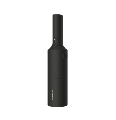 Dark gray cylindrical handheld vacuum cleaner in a car's cup holder, ready for quick interior cleaning. - Image 3