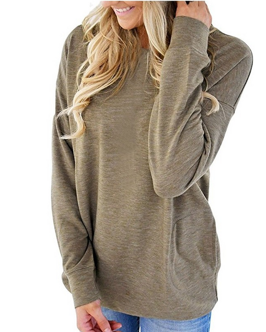 Playera Manga Larga Cuello Redondo con Bolsillo y Detalles Decorativos para Mujer - Image 8