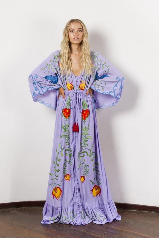 Vestido Vintage para Mujer con Detalles Bordados y Recortes