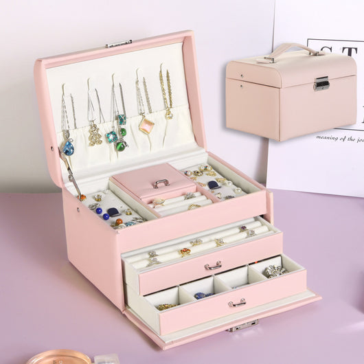 Organizador de Joyas de Tres Niveles - Caja de Almacenamiento Grande Estilo Europeo - Image 13